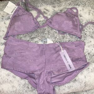 Jacquard Floral Print Terry Cloth Bikini